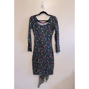 Vintage Betsey Johnson Bodycon Floral Long Sleeve Dress